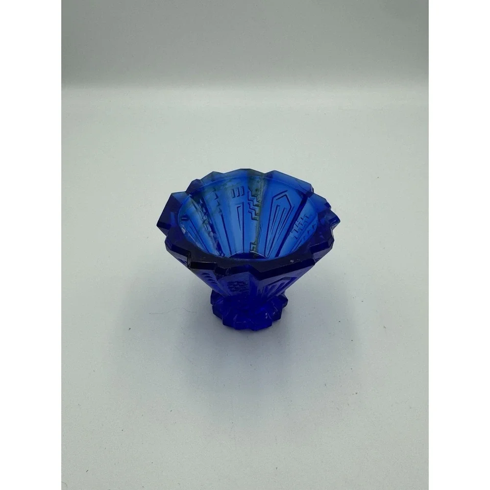 Vintage LE SMITH? Wigwam Candlestick 1930s Blue Cobalt Depression Glass